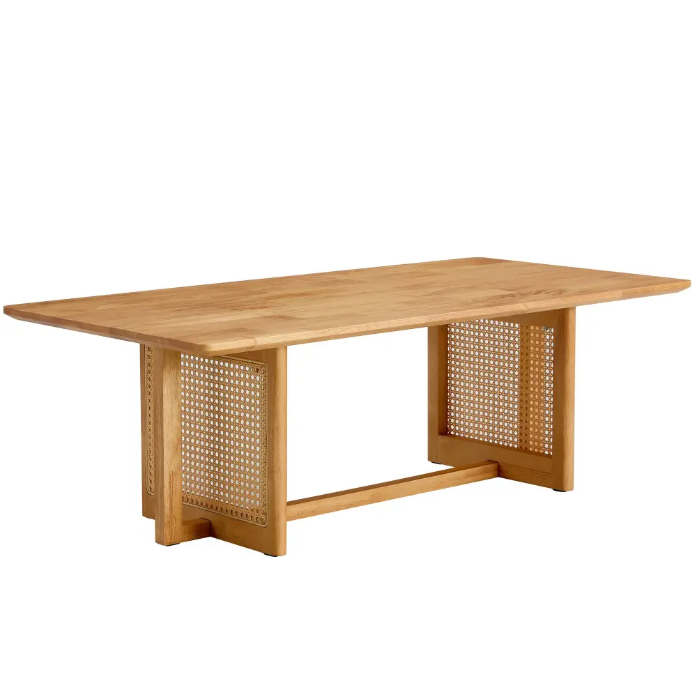 Chinese Style Sturdy Wood And Imitation Rattan Coffee Table