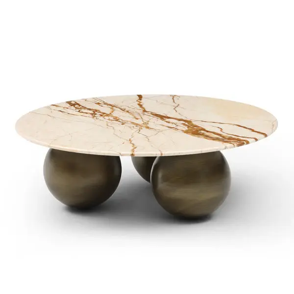 Crescent Marble Round Coffee Table - Warm finish