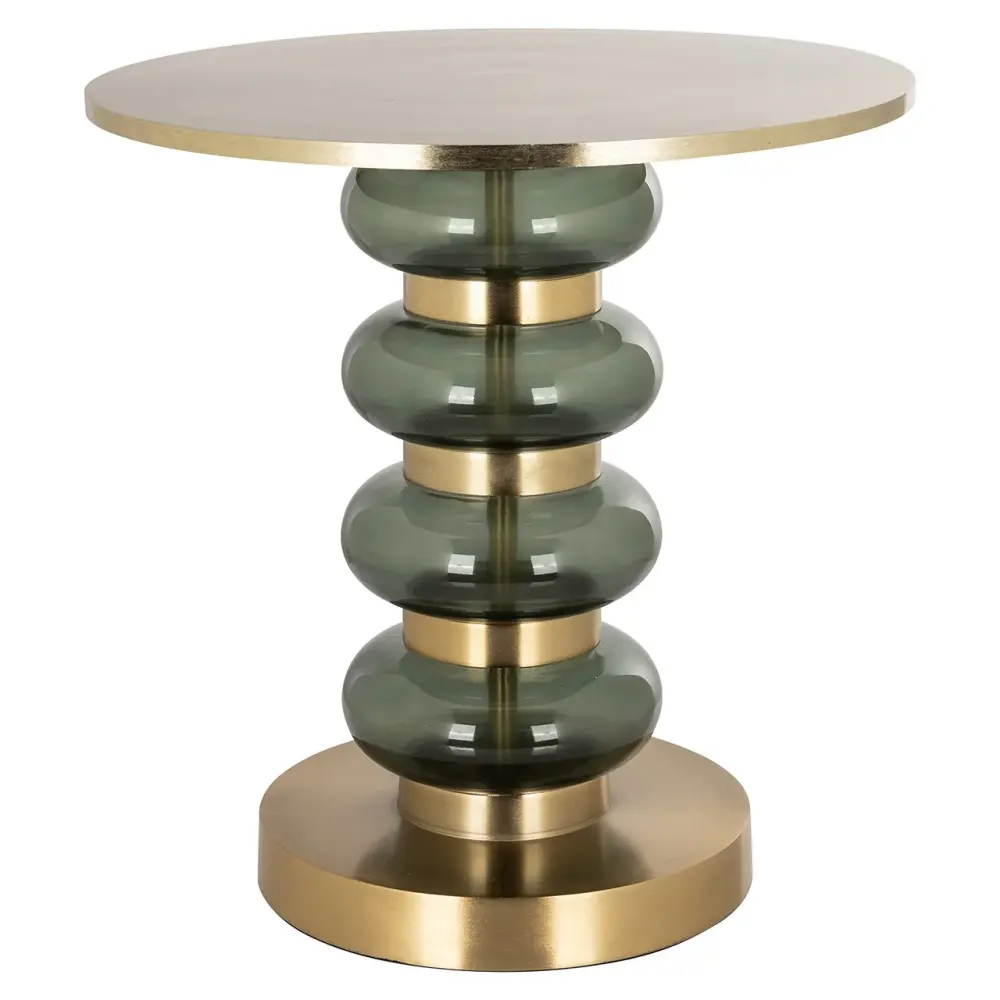 Dalina Round End Table - Gold & Forest