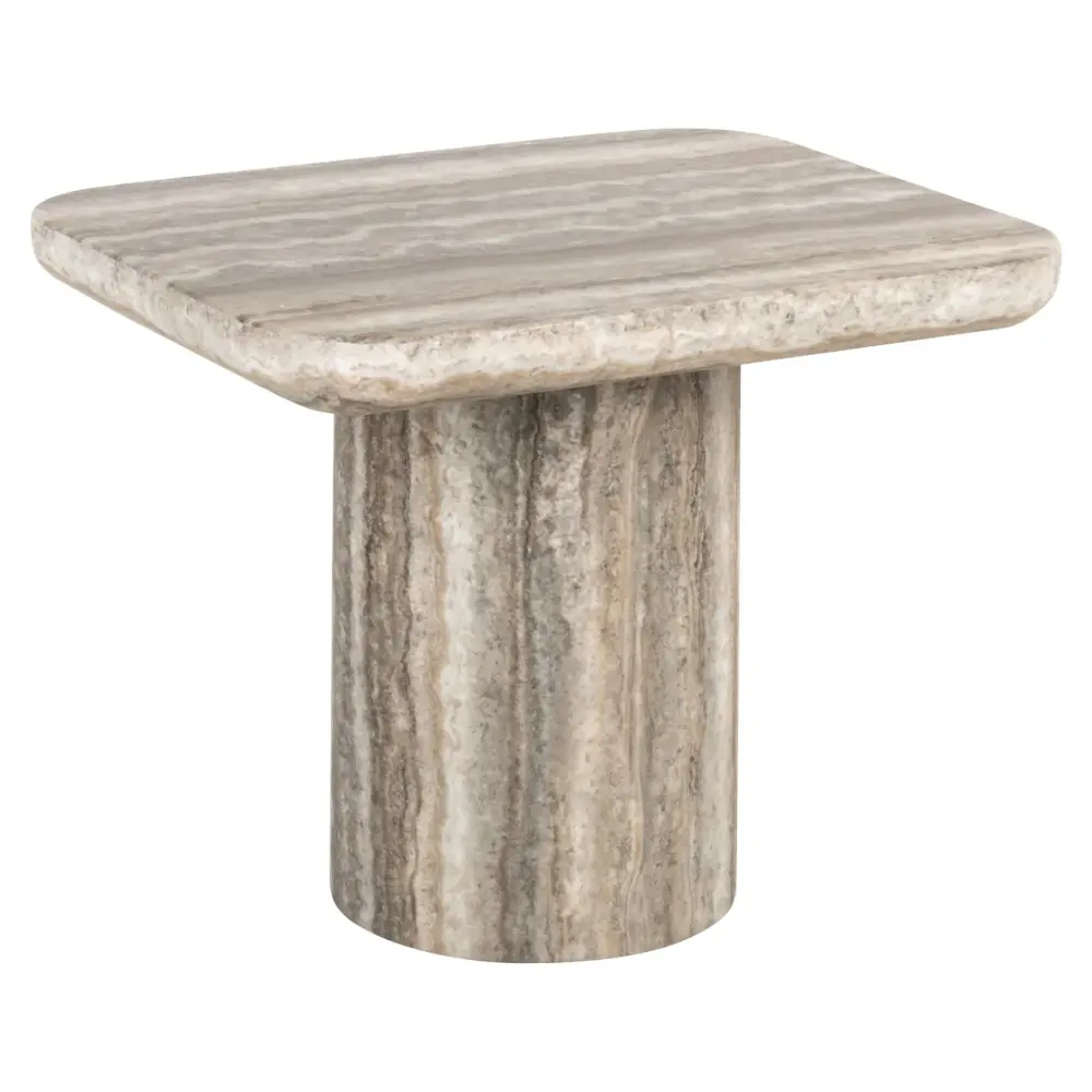 Denizly Faux Travertine End Table - Grey