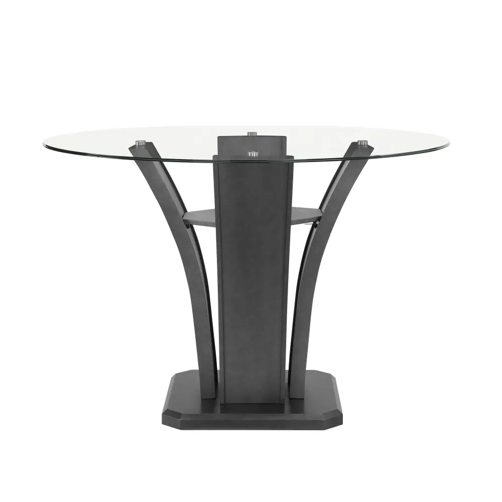 Diamond Modern Furniture CM Round Camelia Counter Height Dining Table Glass Top and Pedestal Base 1716T-54-BSL/1716T-54RD-GL