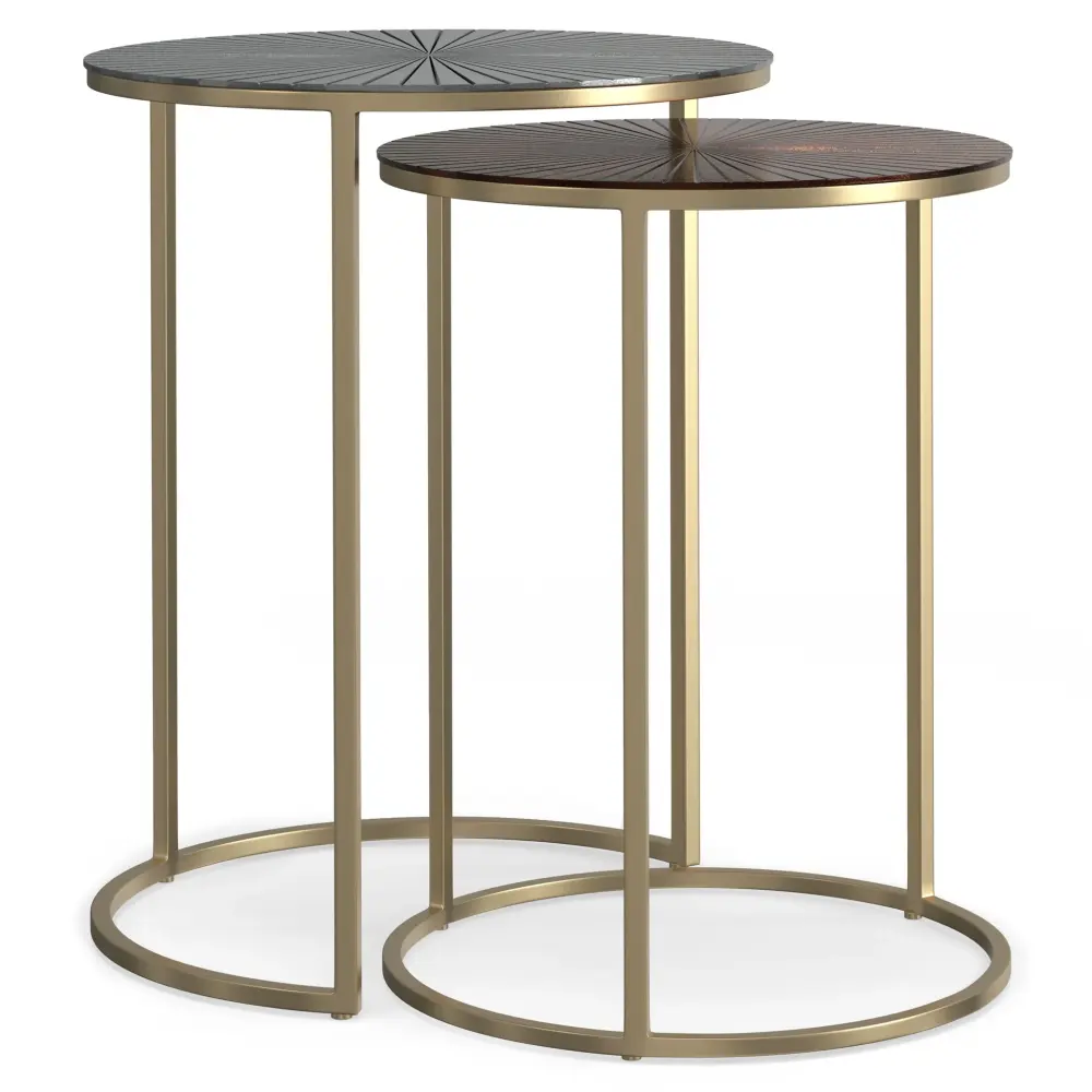Drake - 2 Piece Nesting Table - Antique Nickel / Antique Warm-toned