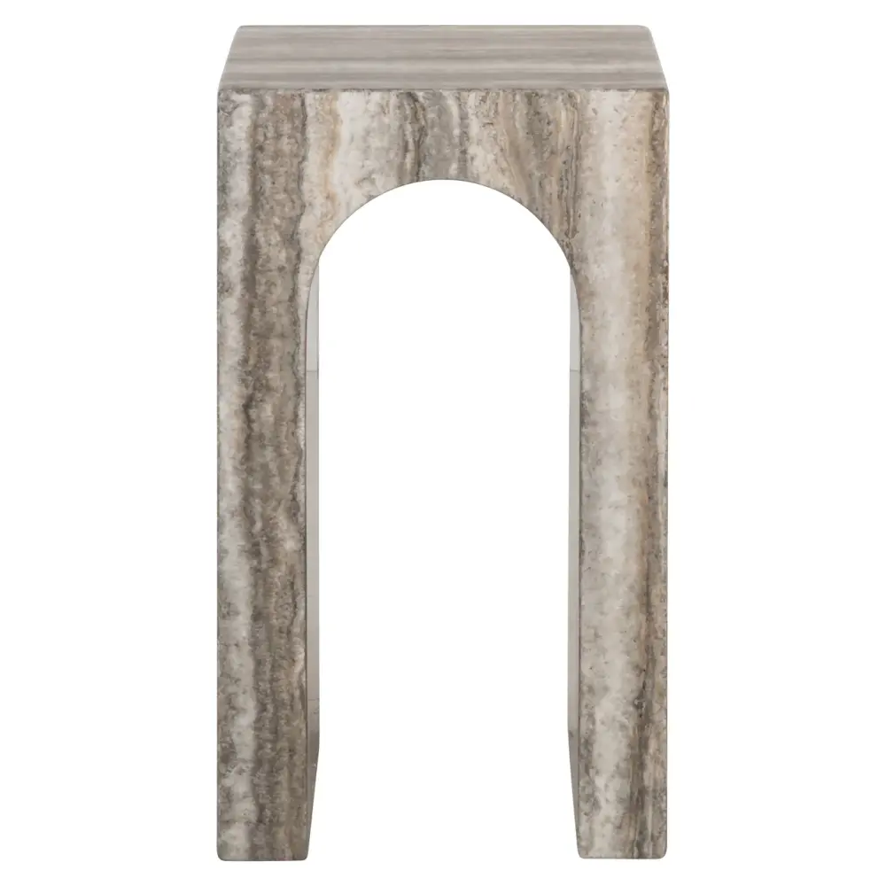 Dulce Faux Travertine Arched End Table - Grey