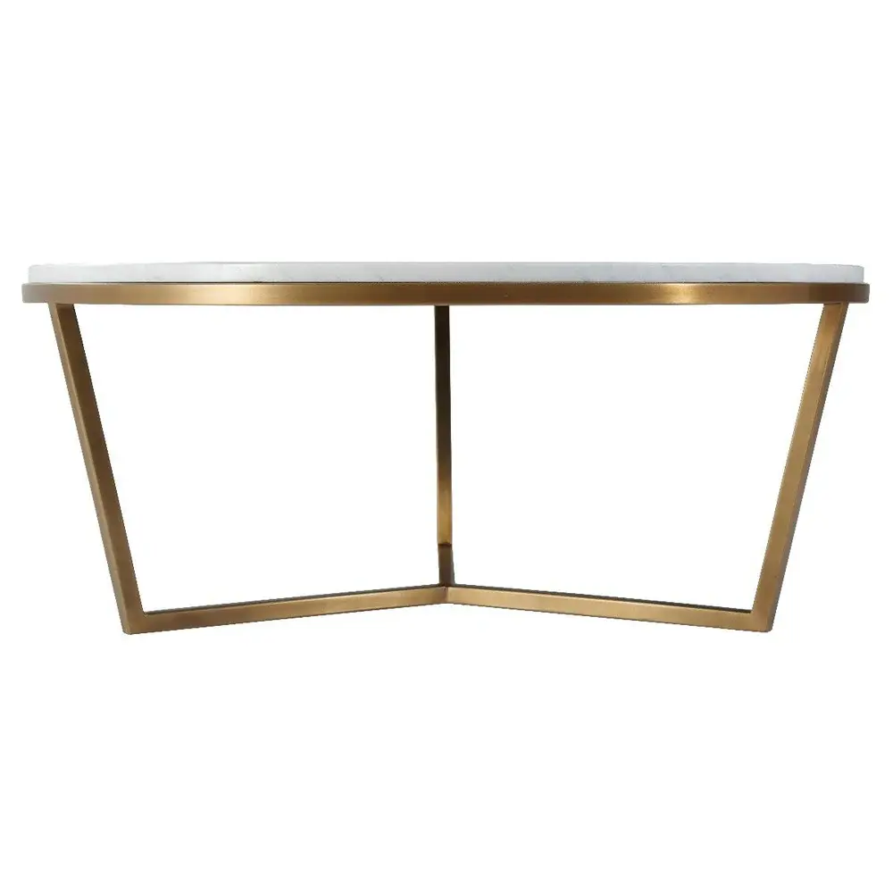 Fisher Round Coffee Table - Marble & Warm alloy