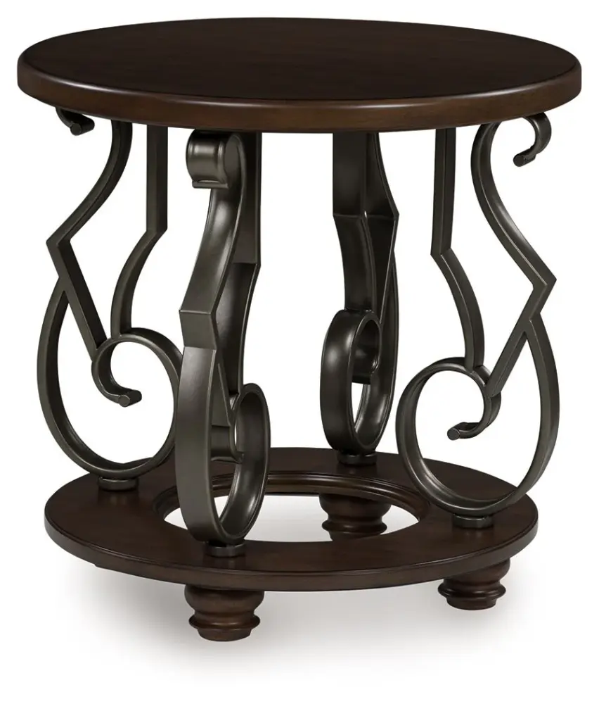Frallyn - Round End Table - Shadowy Brown