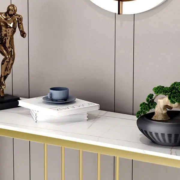 Glam Console Table Antique Finish Console Sofa Table Stone