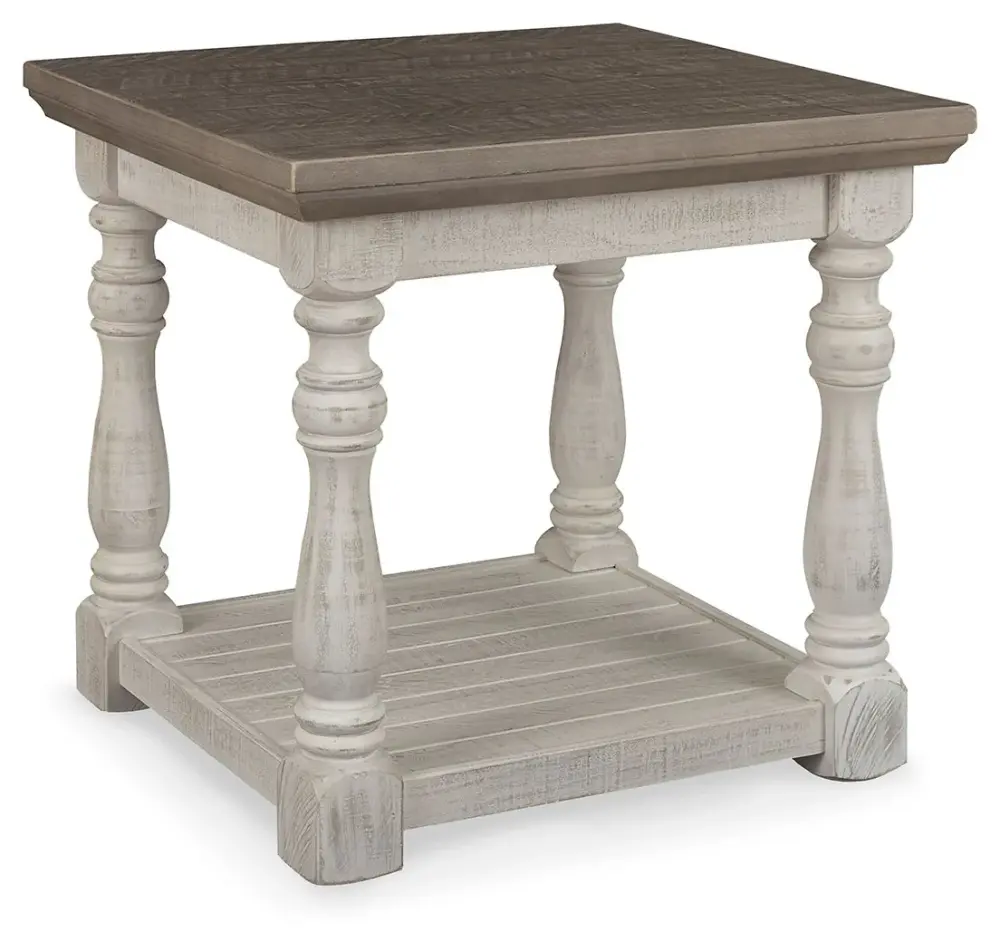 Havalance - Rectangular End Table - Gray / Alabaster