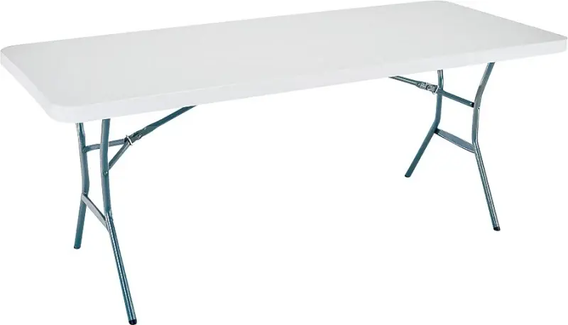 Lifetime Products 5011 Fold--Half Table, 72.2 L x 30 W x 29 H Open, Stainless Frame, Polyethylene Tabletop
