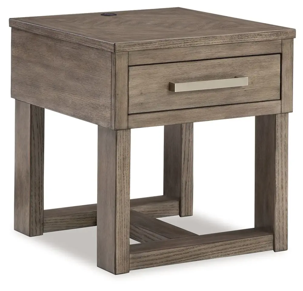 Loyaska - Rectangular End Table - Grayish Chestnut