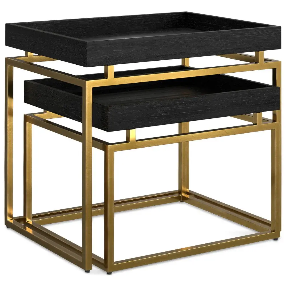 Macy - 2 Pieces Nesting Table - Ebony / Gold