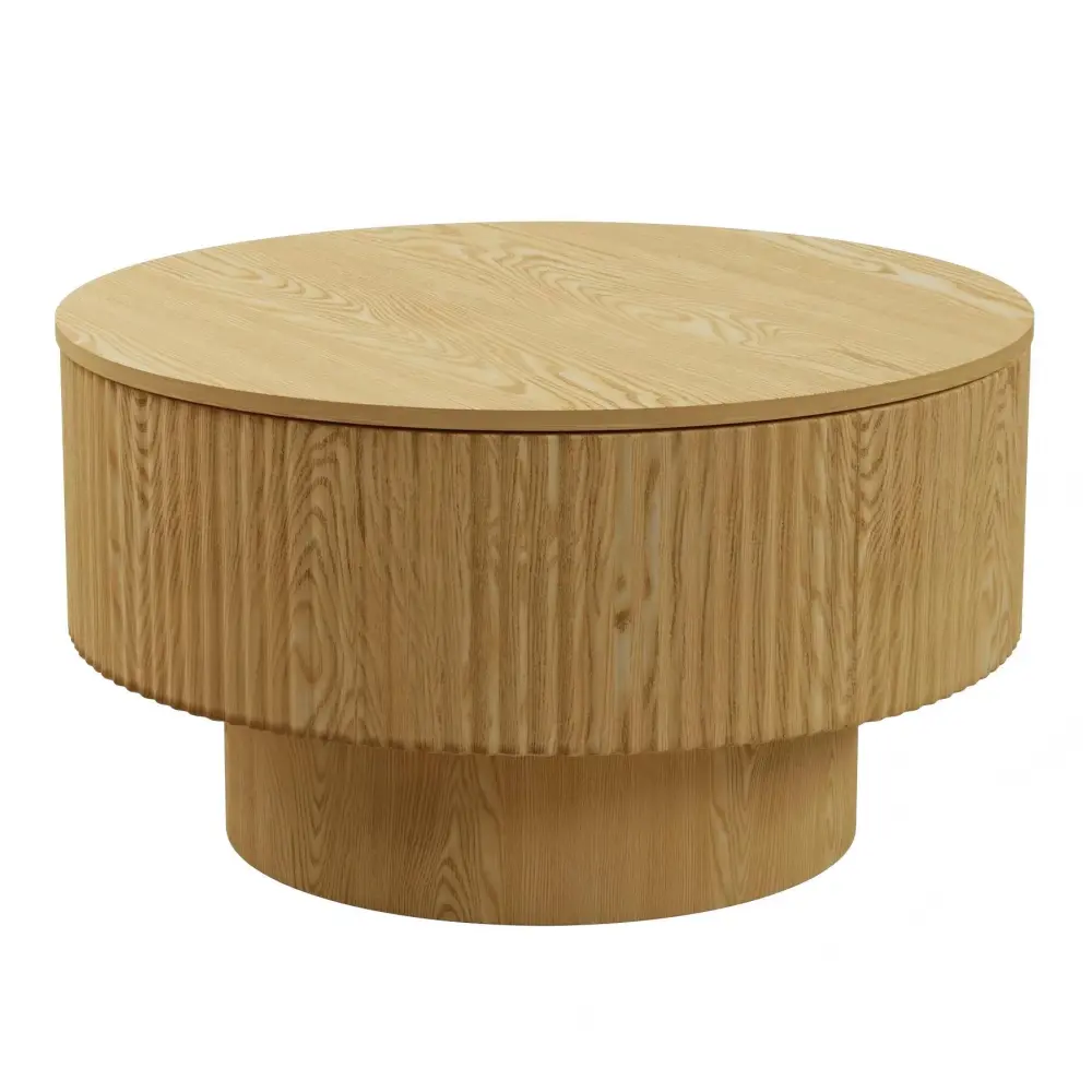 Modern Circular Coffee Table Stripe Design And Storage Space