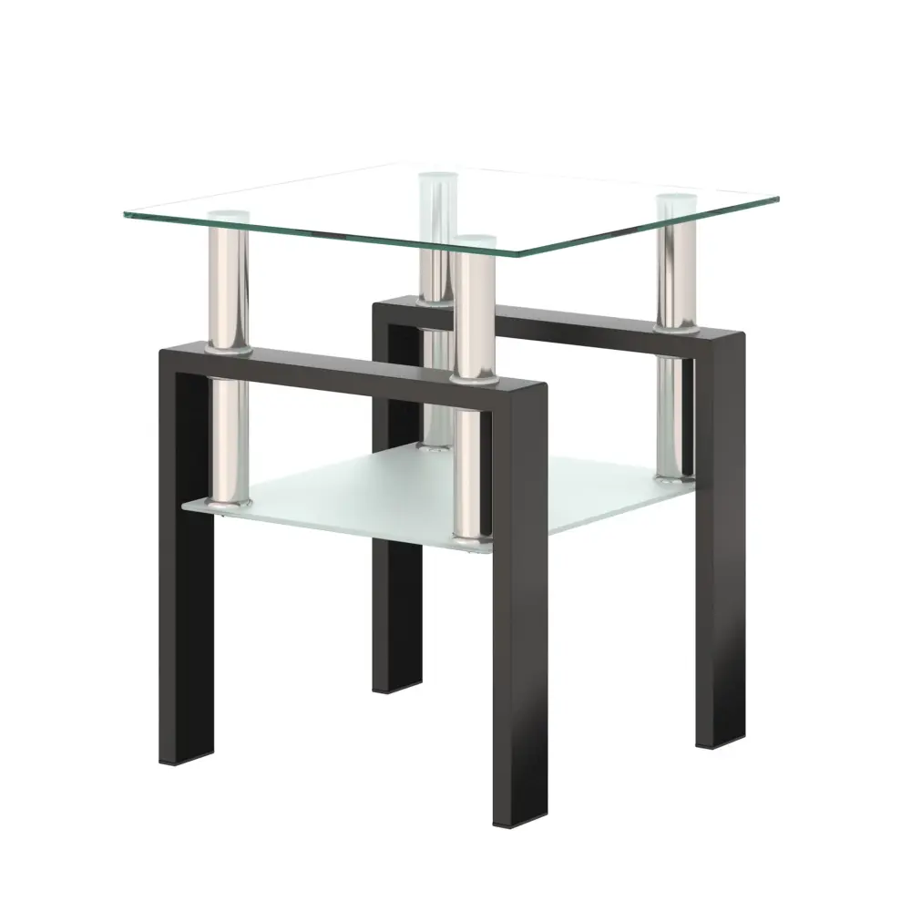 Modern Tempered Glass Tea Table, End Square Table Living Room