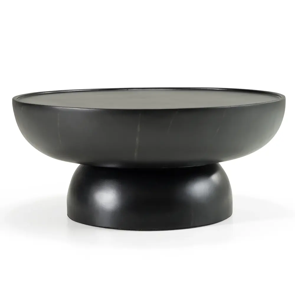 Modrest Akron - Sleek Black & White Faux Marble Round Coffee Table