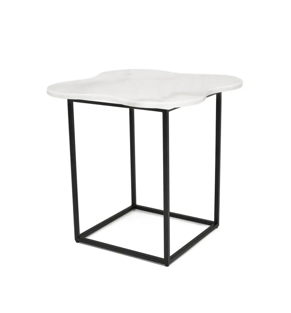 Modrest Aleidy - Ivory Marble + Black Metal End Table