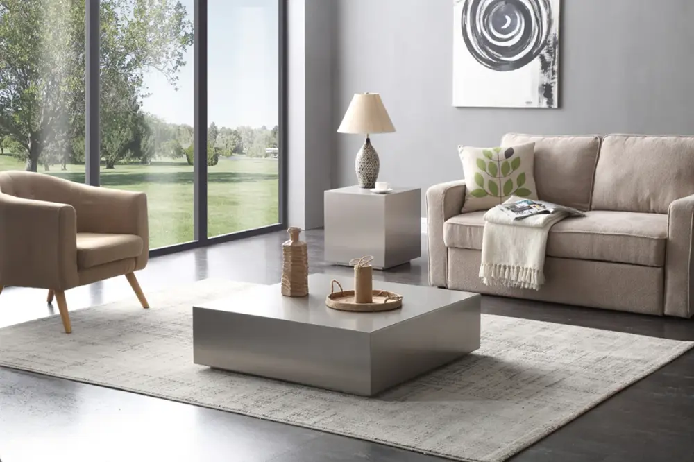 Modrest Anvil Modern Brushed Stainless Alloy End Table