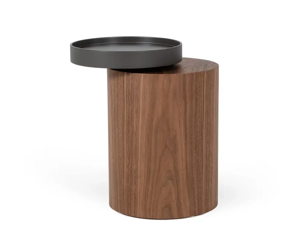 Modrest Bascom- Minimalist Grey and Walnut End Table
