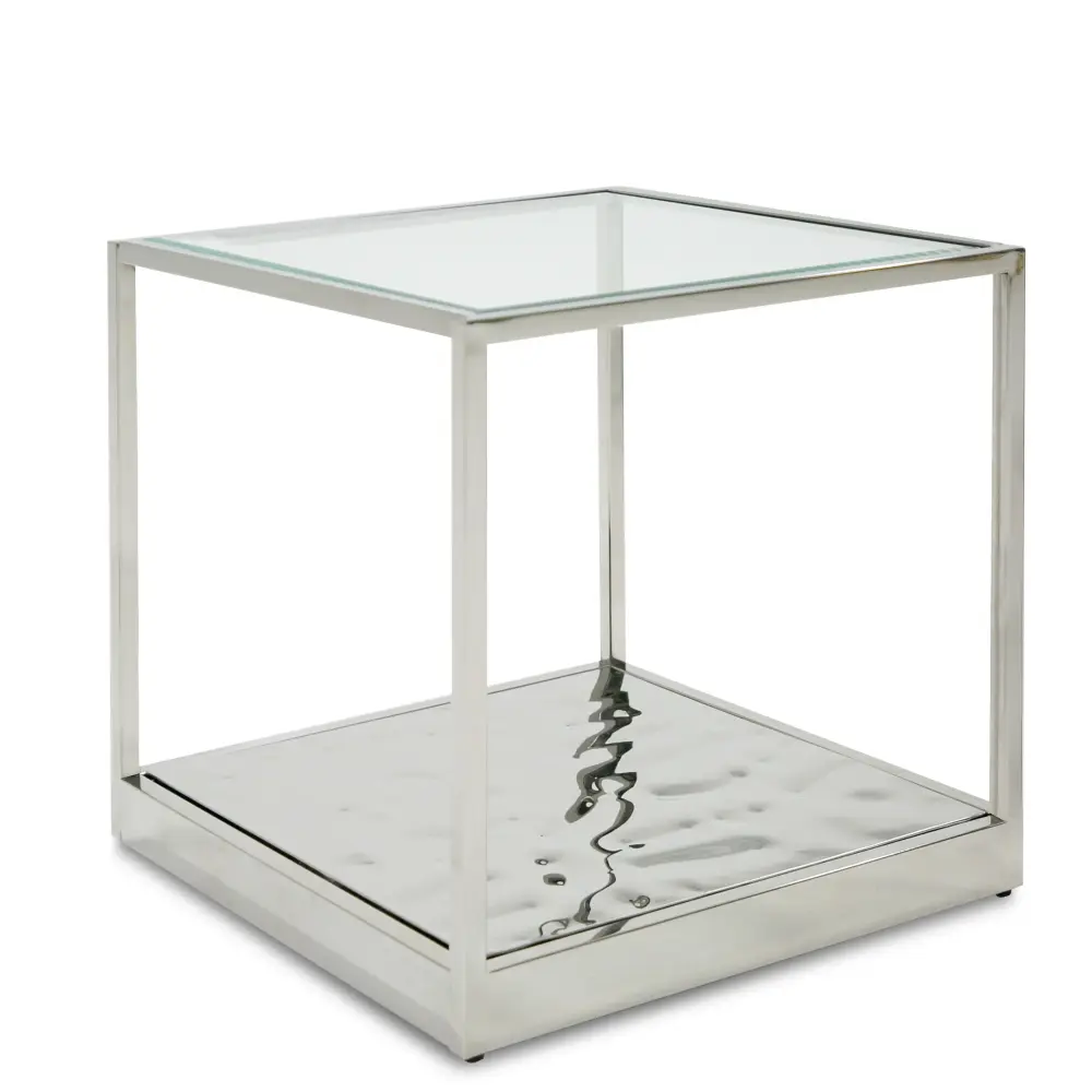 Modrest Braxton - Contemporary Crystal Wave Glass End Table