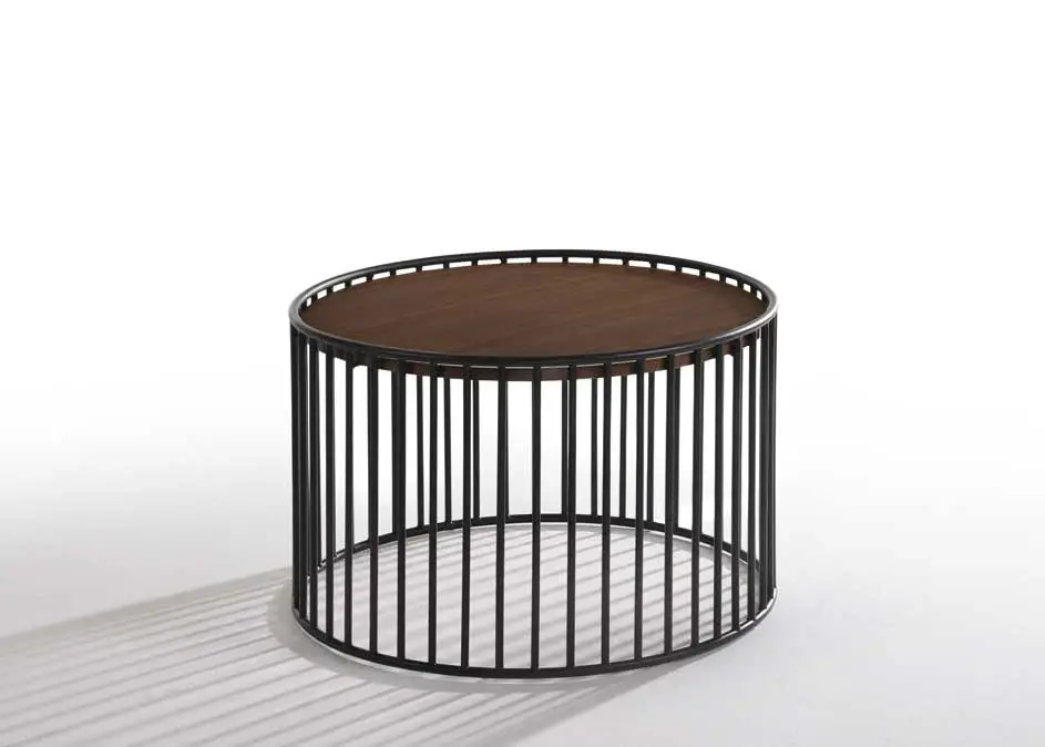 Modrest Bronson Modern Walnut & Midnight Round End Table