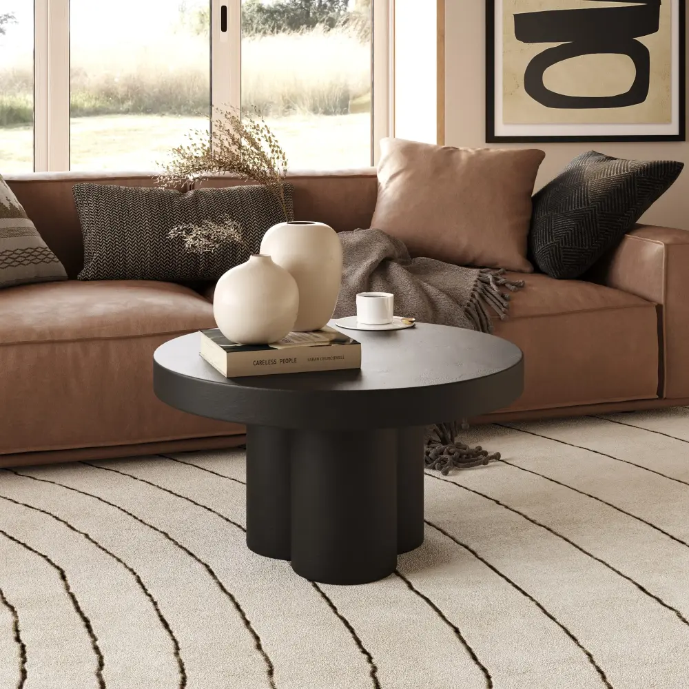 Modrest Bruni - Minimalist Black Concrete Coffee Table