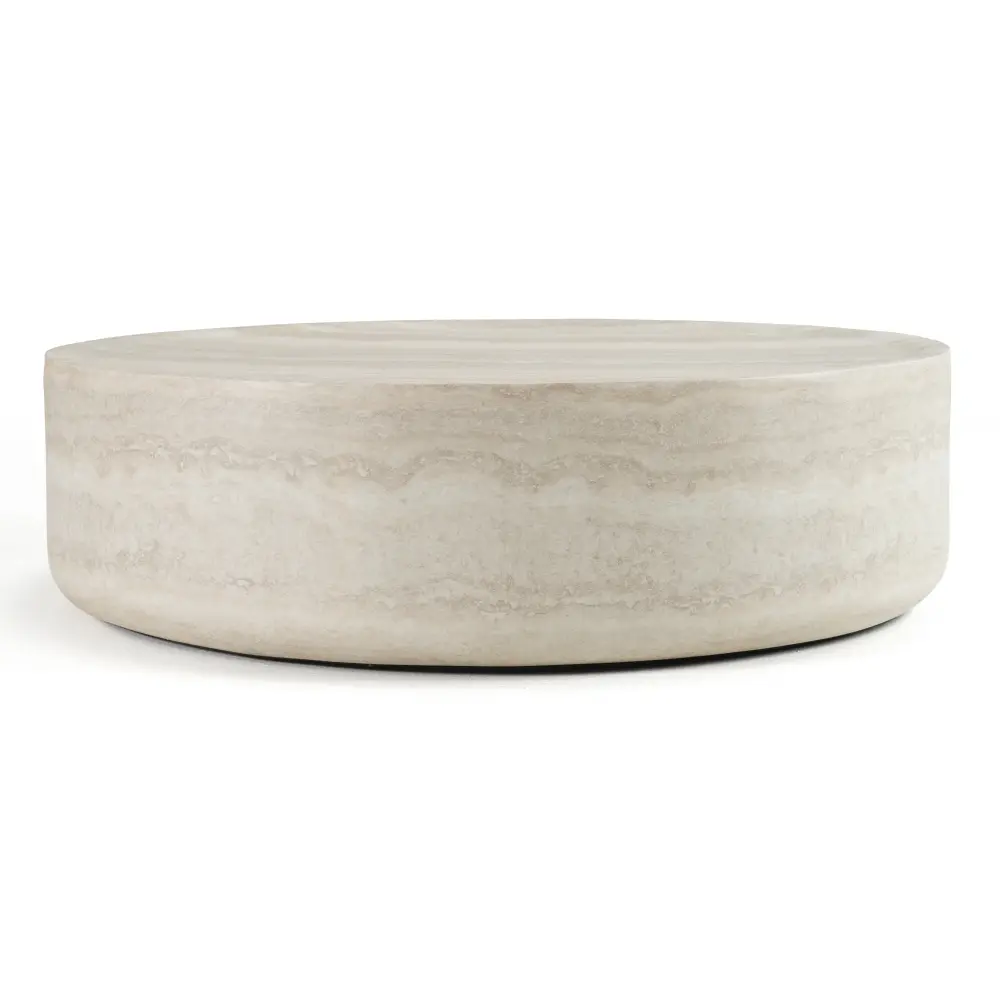 Modrest Cozad - Present-day Faux Travertine Round Coffee Table