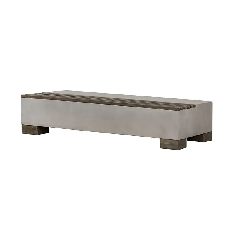 Modrest Delaware Minimalist Concrete & Acacia Rectangular Coffee Table