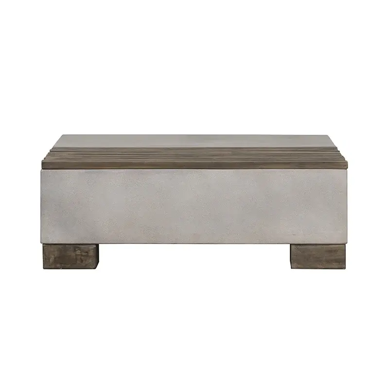Modrest Delaware Minimalist Concrete & Acacia Square Coffee Table