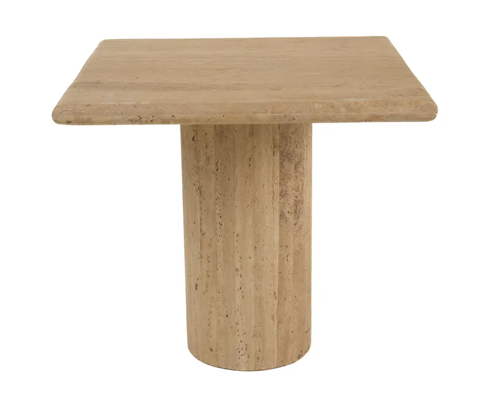 Modrest Fletcher - Sleek Travertine Marble 18" Tall End Table