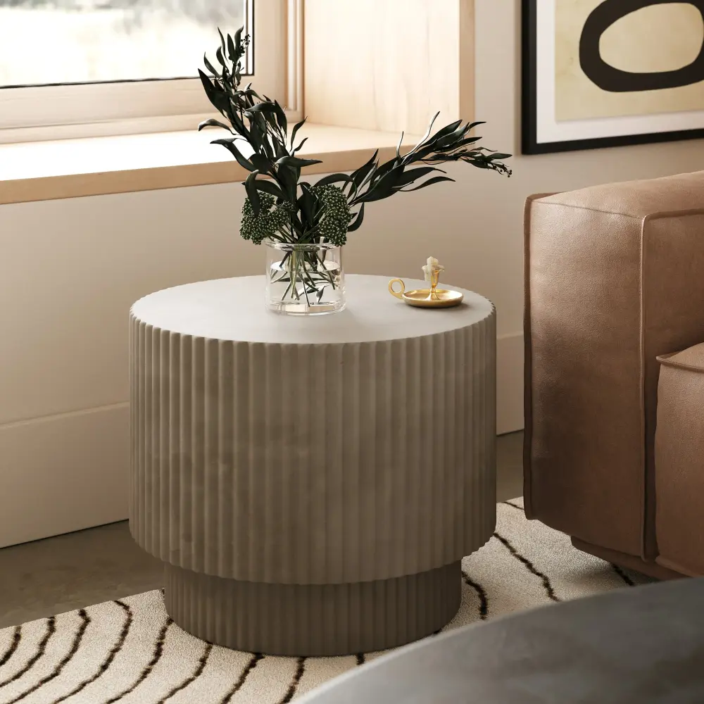 Modrest Gruver - Sleek Grey Concrete End Table