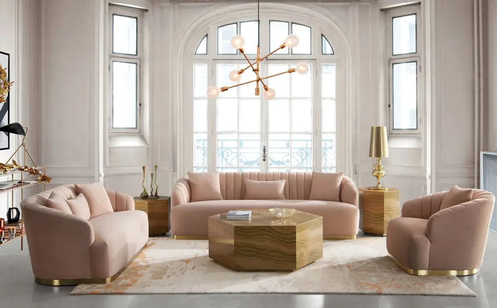 Modrest Lacuna - Glam Amber and Aurum Marble End Table