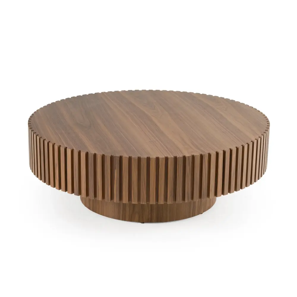 Modrest Pierre - Modern Walnut Roomy Round Coffee Table