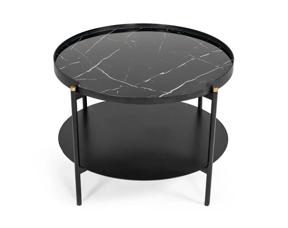 Modrest Randal Modern Round Jet-black Metal Coffee Table