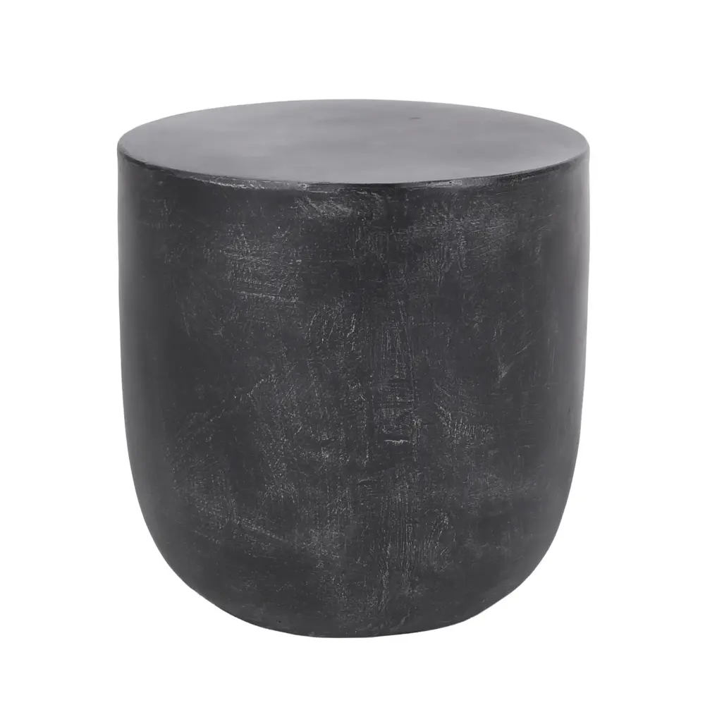 Outdoor Lightweight Concrete End Table Untreated Texture - Matte Black