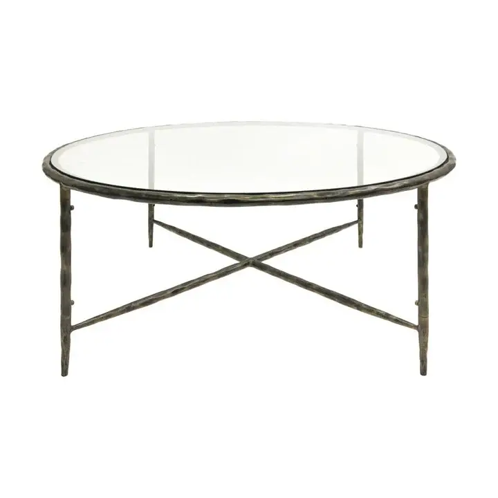 Patterdale Round Glass Top Round Coffee Table - Charcoal Bronze
