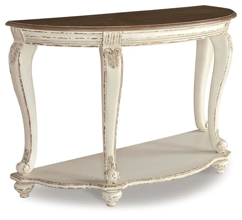Realyn - Sofa Table - Alabaster / Brown
