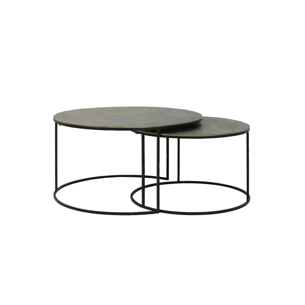 Rengo Set 2 Round Coffee Tables - Antique Bronze