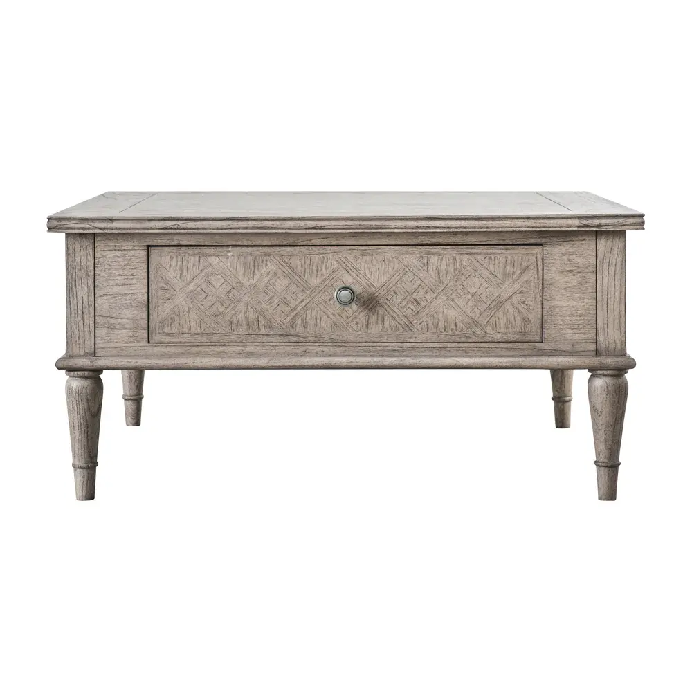 Rustique Square 2 Drawer Square Coffee Table - Genuine
