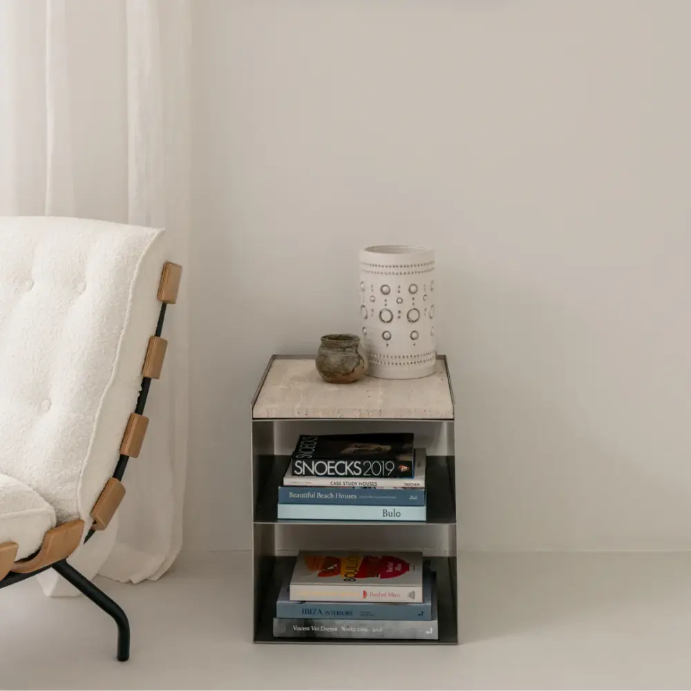 Sofia Coffee Table – Ivory Travertine and Chrome: perfect combination - stainless steel