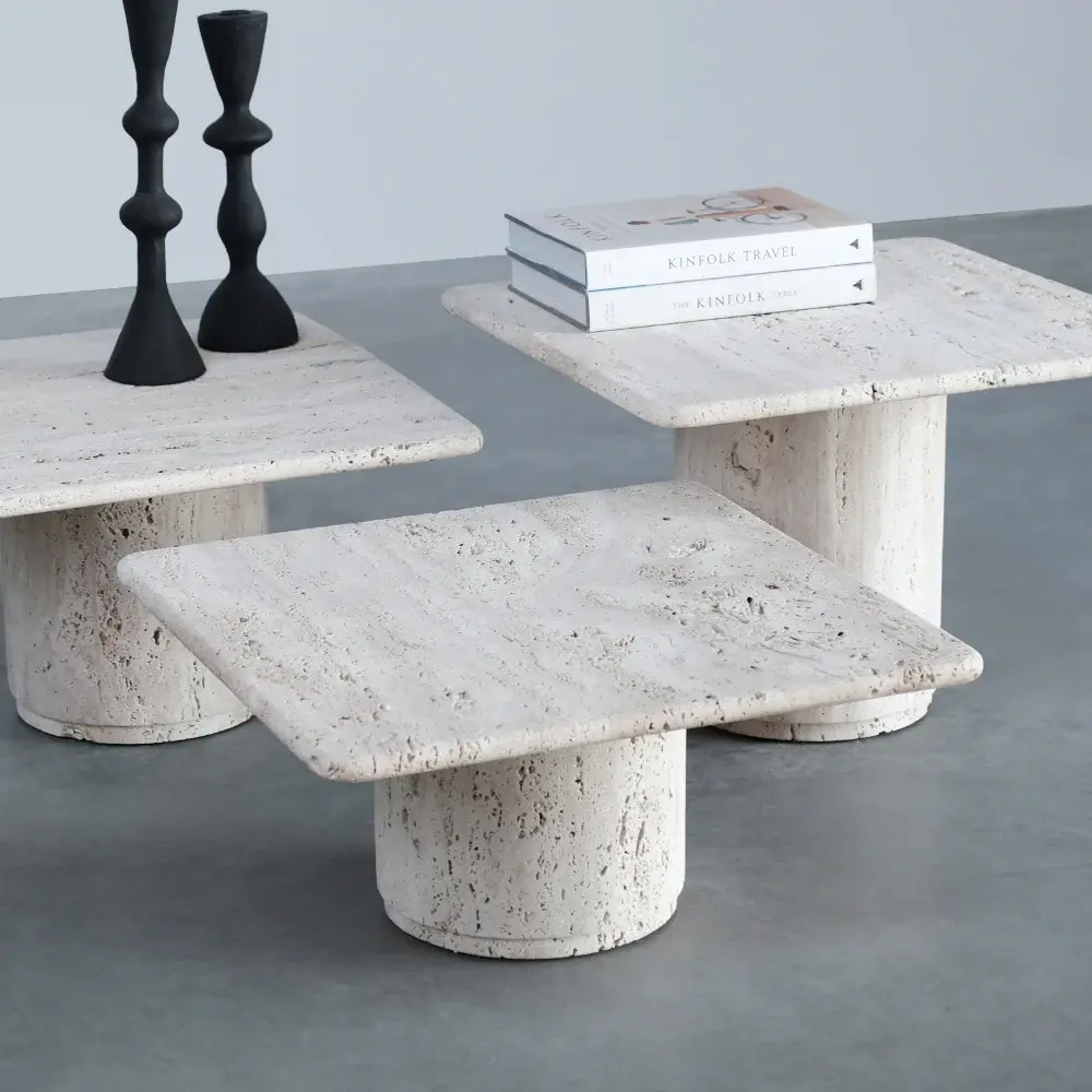 Square coffee table - Lyon - Mid - Ivory Travertine