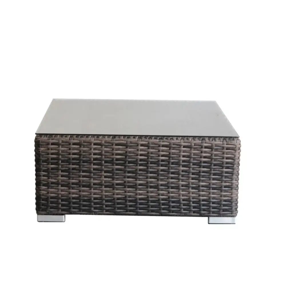 Square Coffee Table Rustproof Frame And Glass-like Top - Brown Mix