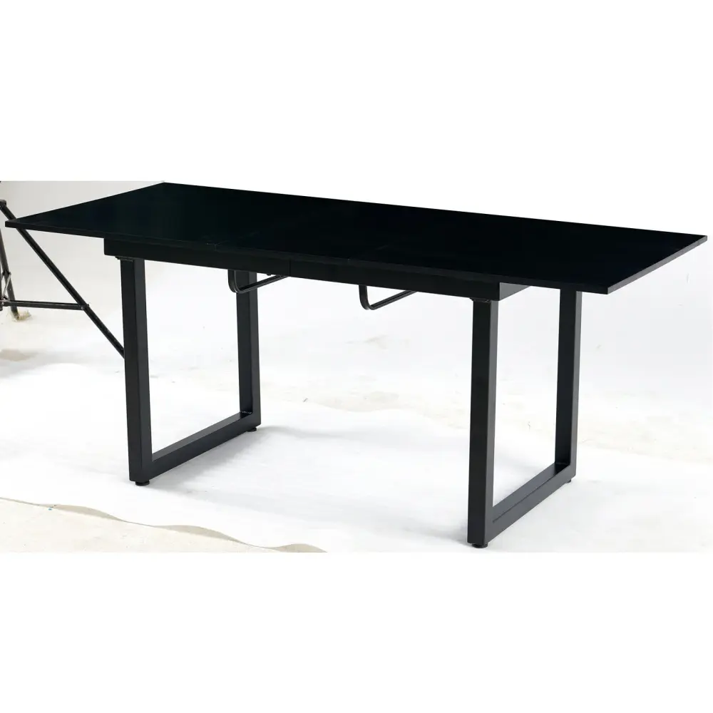 Square Extendable Dining Table Metal Leg, Modern Space Saving Kitchen Table Living Room