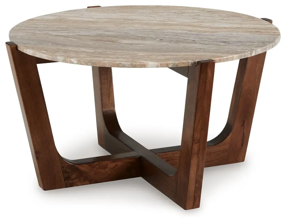 Tanidore - Round Cocktail Table - Warm Cocoa