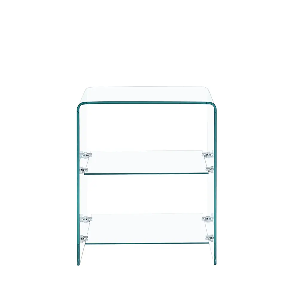 Tempered Clear Bent Glass Side Table Sofa Table, Multi Purpose Use, Premium Tempered Glass - Transparent