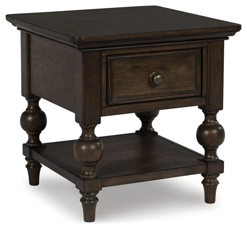 Veramond - Square End Table - Dark Chocolate