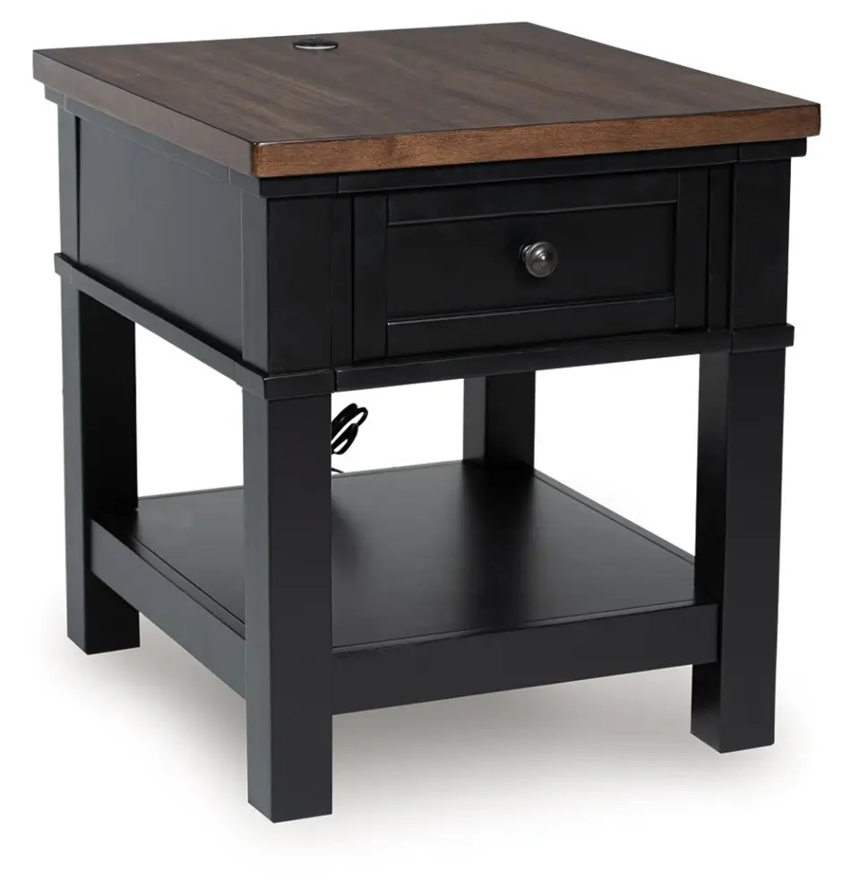 Wildenauer - Rectangular End Table - Brown / Onyx
