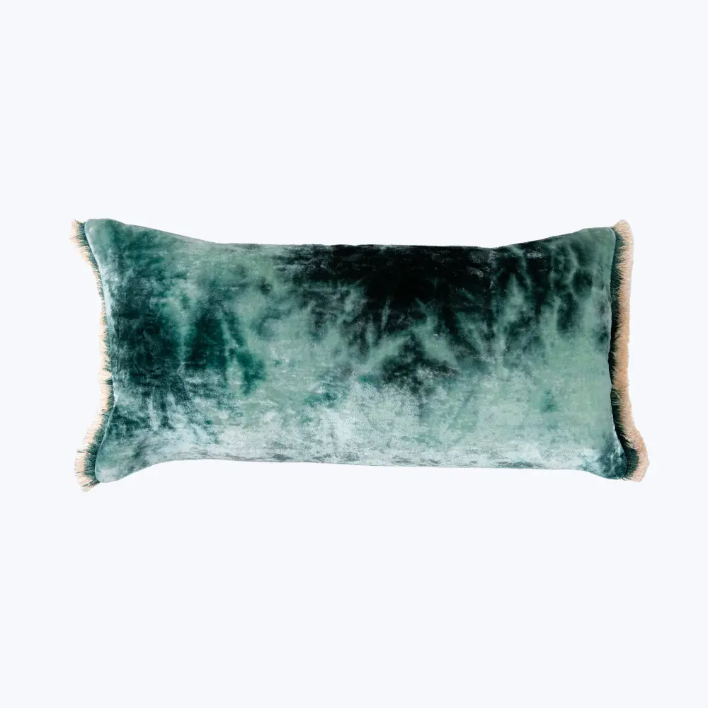 Silk Velvety Shaded Indigo Fringe Lumbar