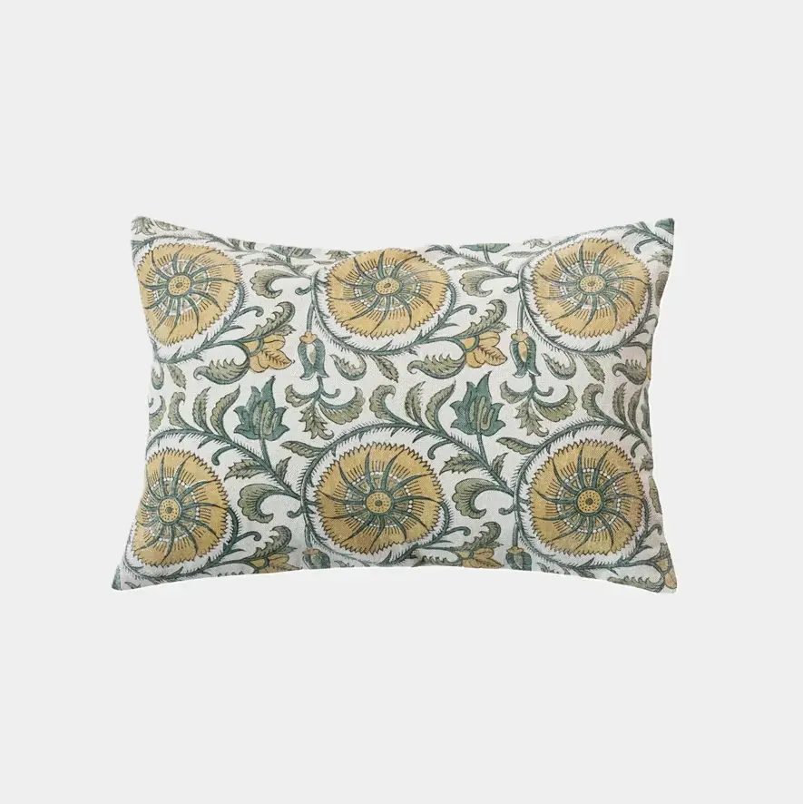 Verdant Charm Flax Lumbar Pillow