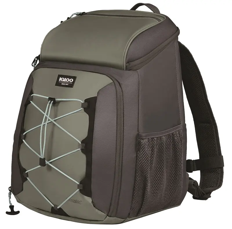 Igloo MaxCold Voyager Series 66320 Backpack Cooler, 12 L, 10.6 W, 12 oz, HDPE Foam/TPU, Monument/Iron Gate
