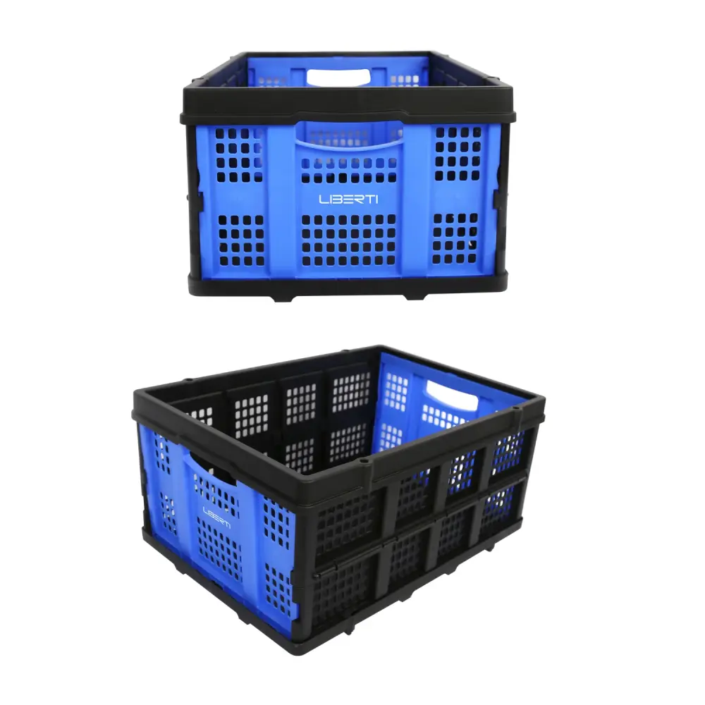 Foldable Storage Basket Dual Opening Doors | 25kg Load Capacity | Efficient Collapsible Crate – Liberti