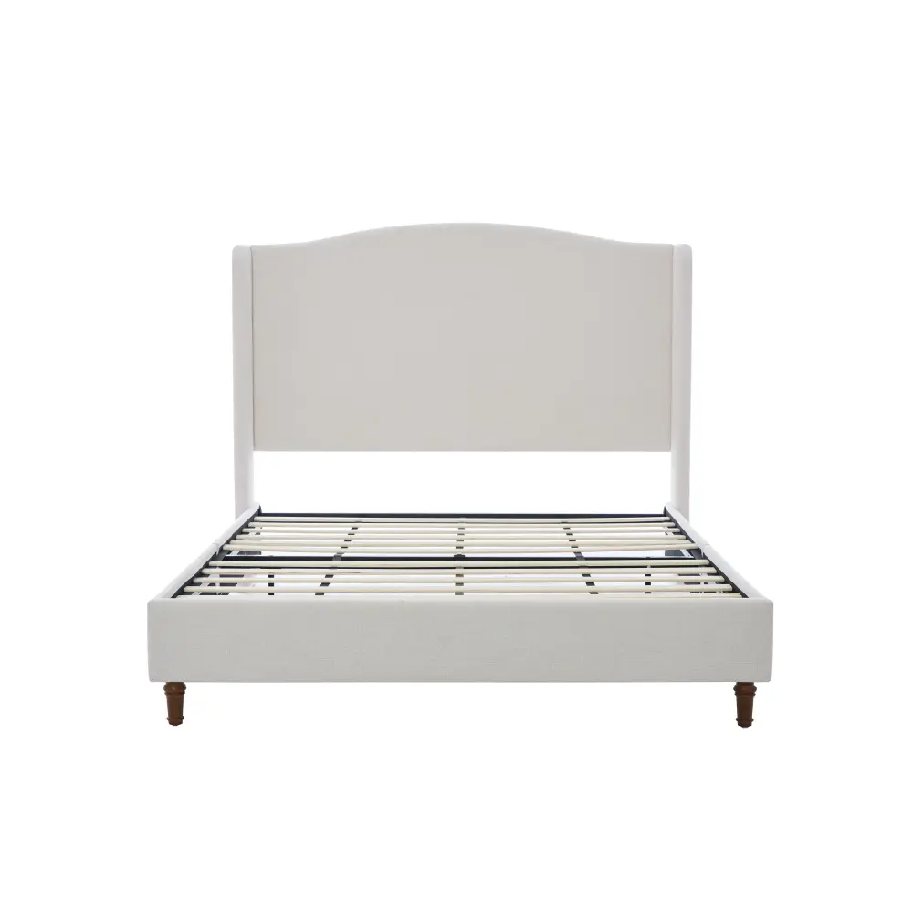 Hannah - Upholstered Wingback Bed Size / Tall Headboard Upholstered King Bed / Premium Textured Look / Pared-down Designs ...