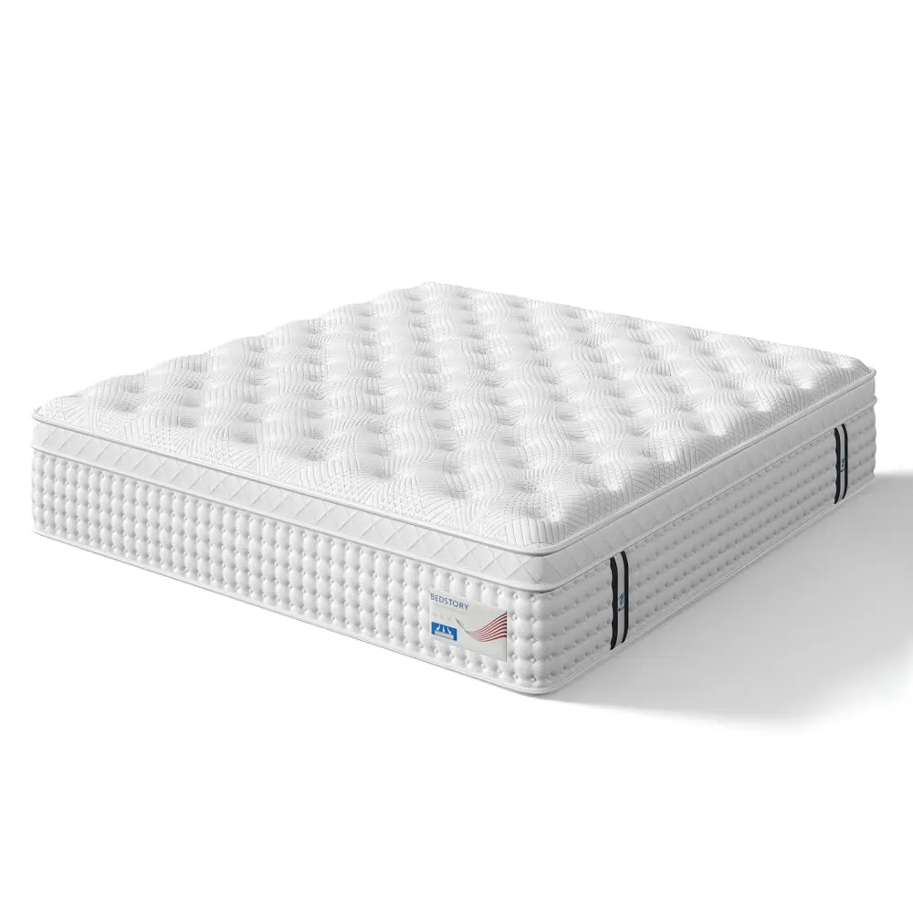 14" King Hybrid Mattress, Memory Foam & Pocket Spring Bed, Medium Firm Comfort, Spine Support, Quiet & Breathable - Chalk